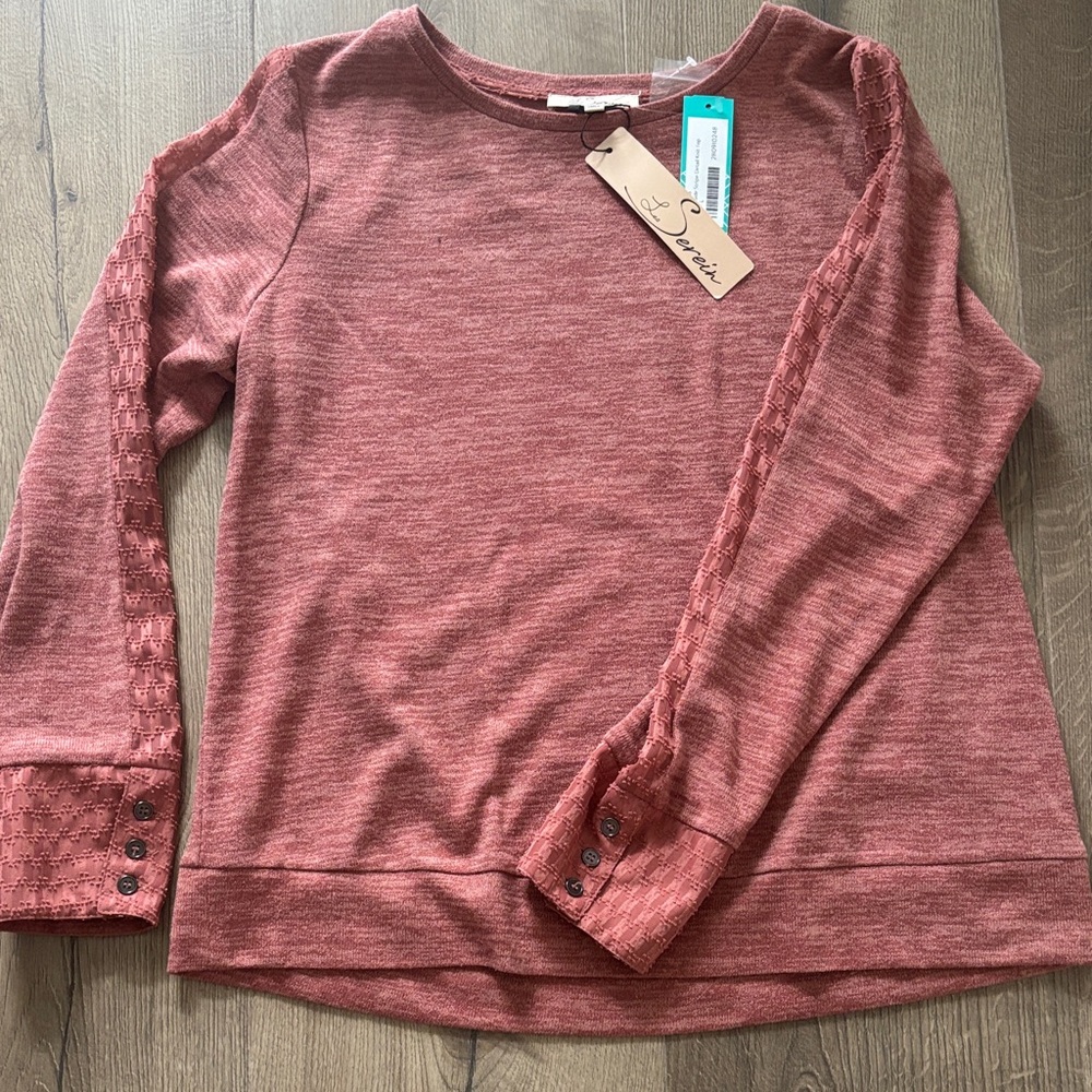 Elegant Long Sleeve Top in Brick Red